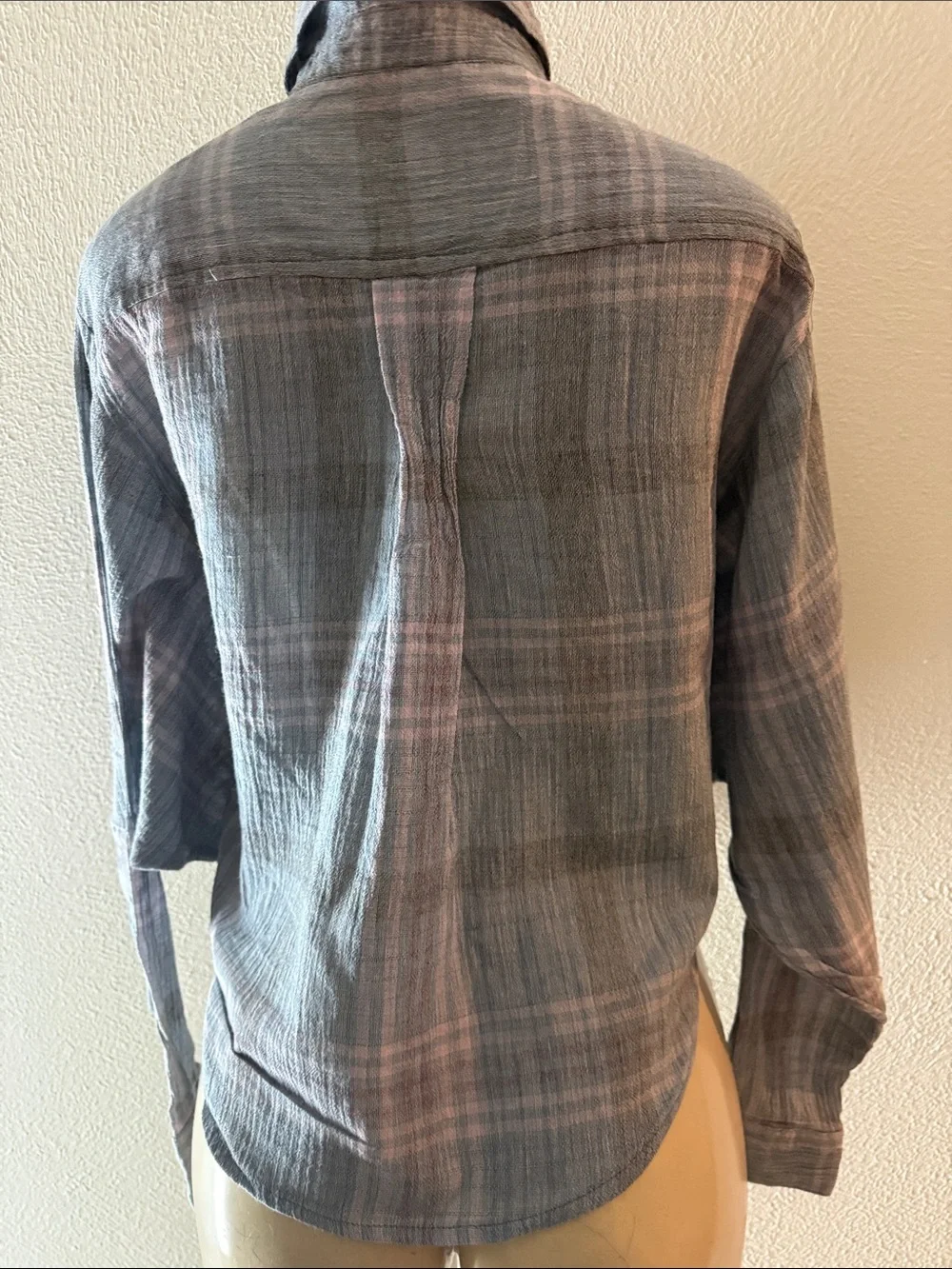 Free People Grey Plaid Button-Down Shirt XS